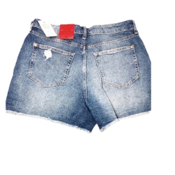 Jennifer Lopez Womens High Rise Med Wash Distressed Jean Shorts Sz 16 New - Picture 6 of 9